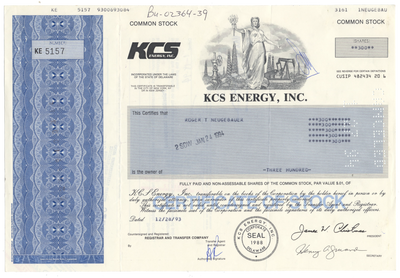 KCS Energy, Inc. Stock Certificate