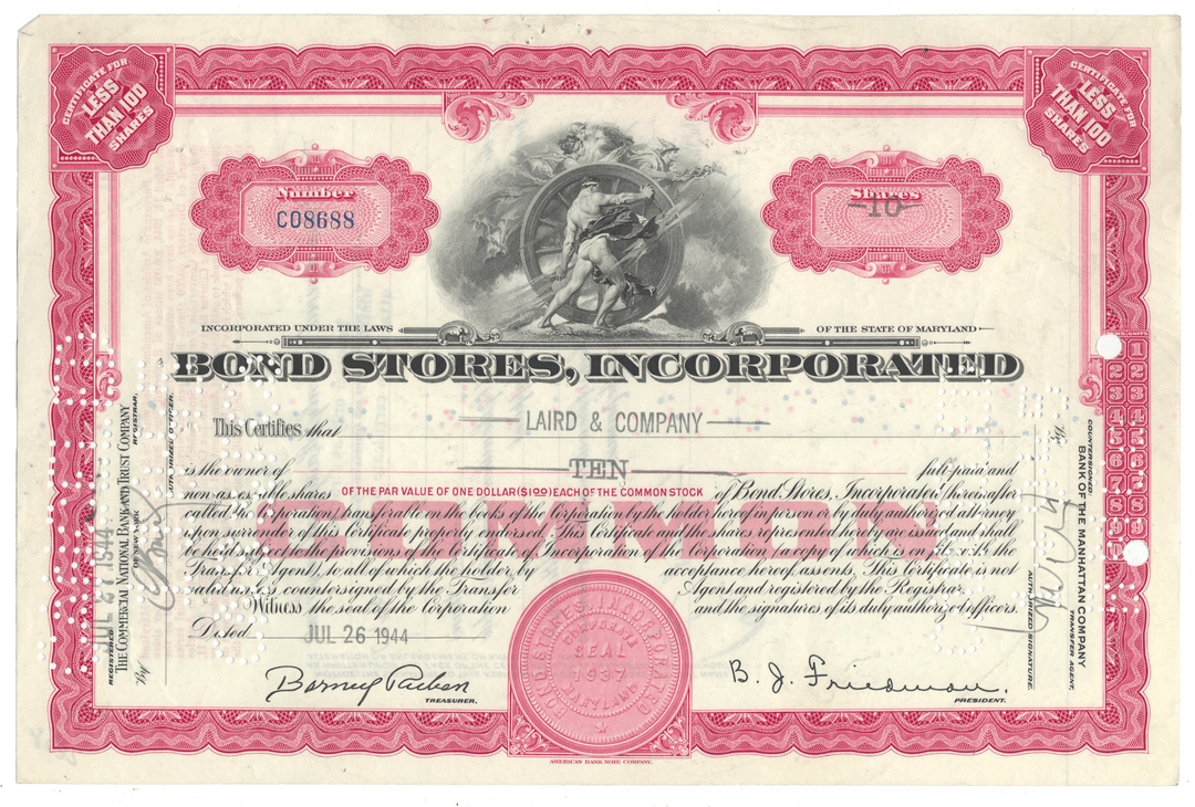 Bond Stores, Incorporated (LOT OF 8 PIECES)