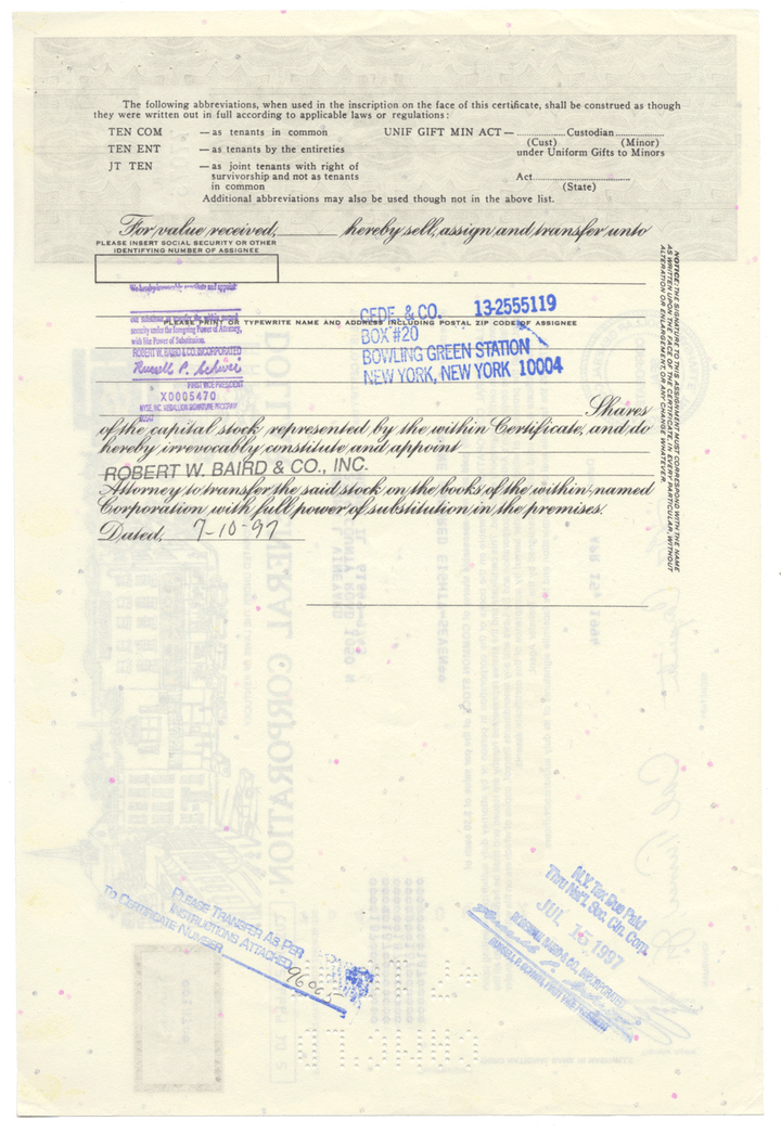 Dollar General Corporation Stock Certificate