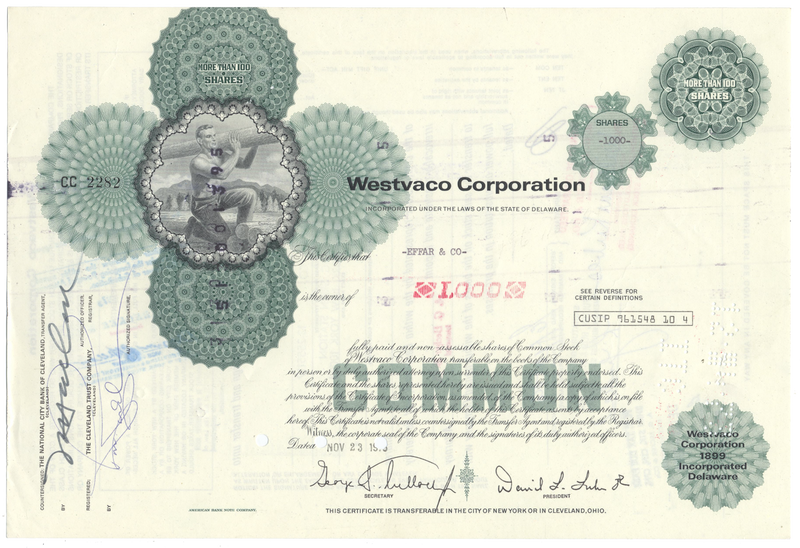 Westvaco Corporation Stock Certificate
