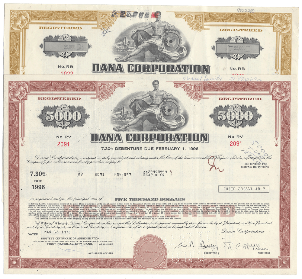 Dana Corporation stock certificates
