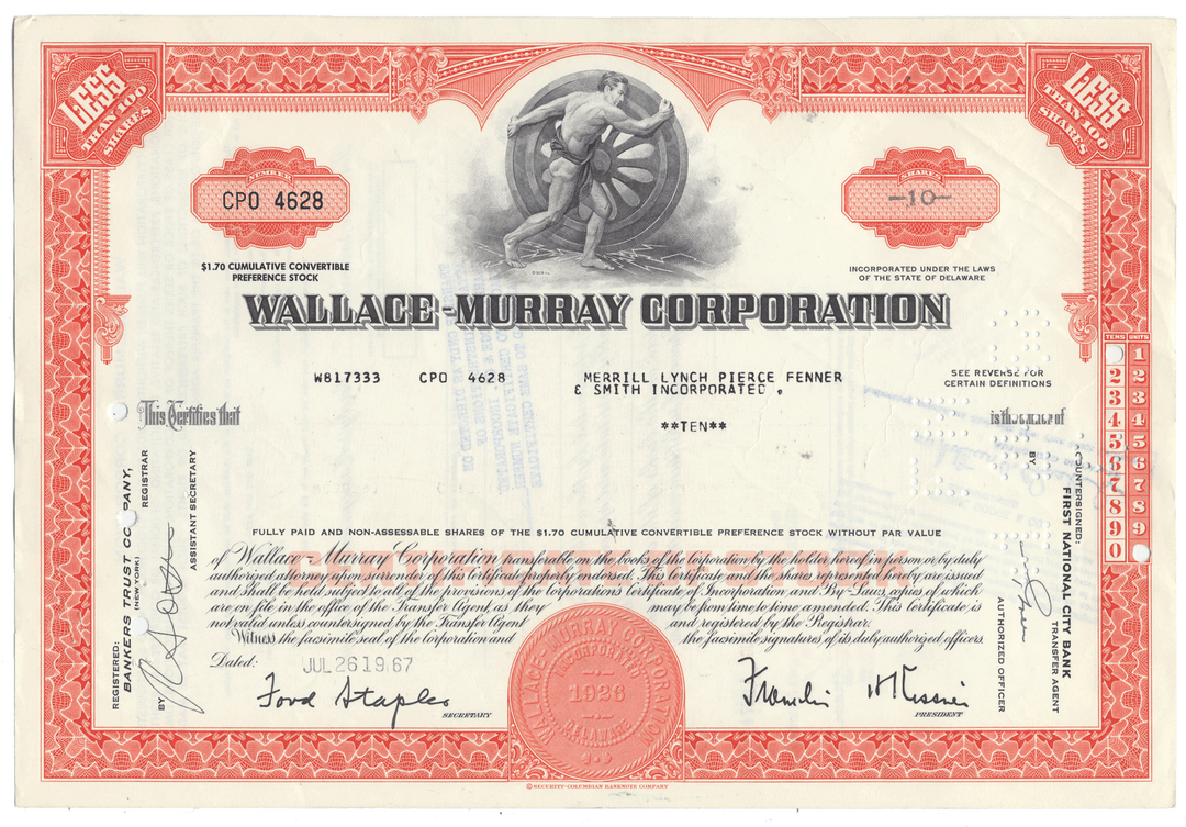 Wallace-Murray Corproration Stock Certificate