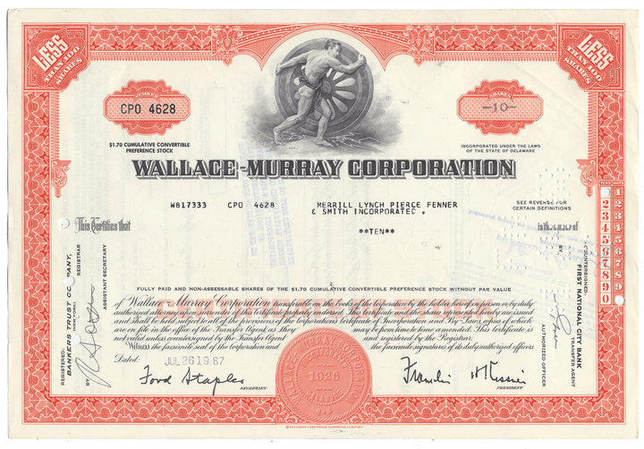 Wallace-Murray Corproration Stock Certificate