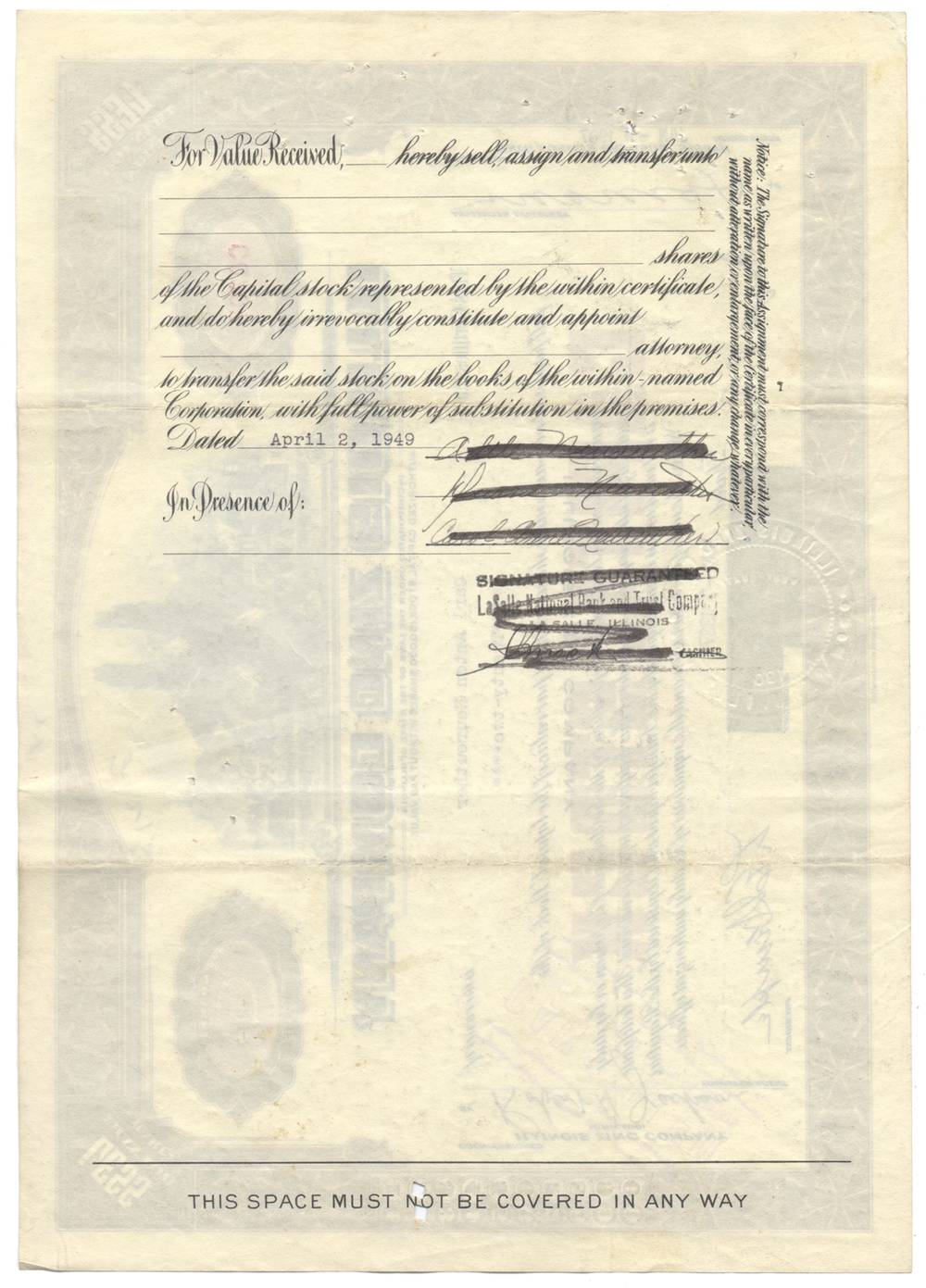 Illinois Zinc Company Stock Certificate