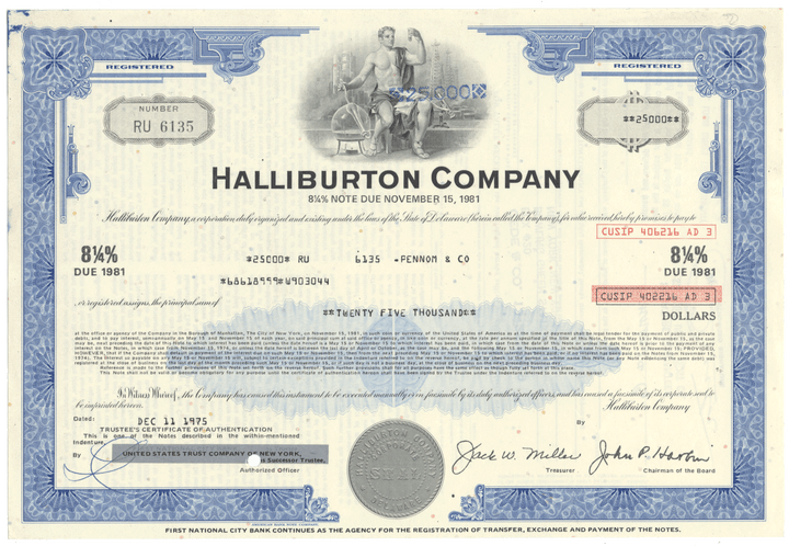 Halliburton Company Bond Certificate