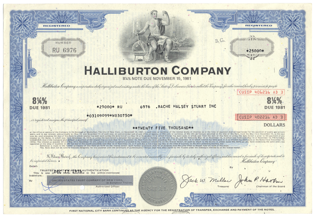 Halliburton Company Bond Certificate