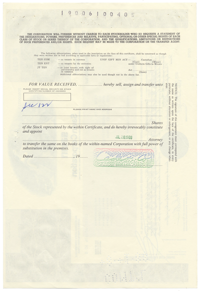 Savin Corporation Stock Certificate