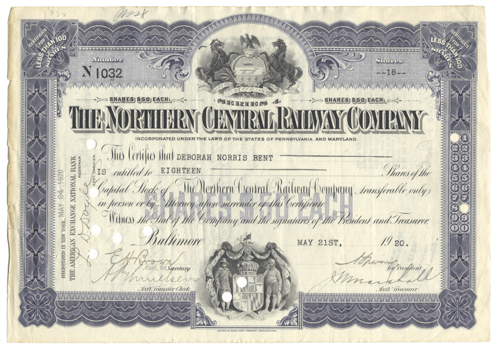 Northern Central Railway Company (LOT OF 9 PIECES)