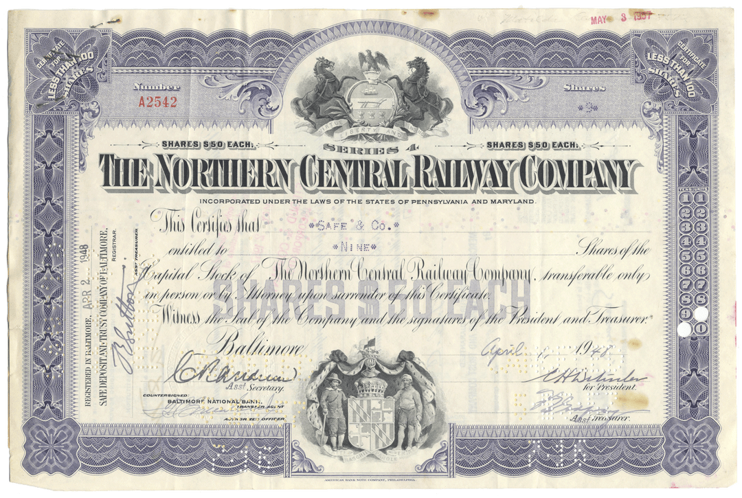 Northern Central Railway Company (LOT OF 9 PIECES)