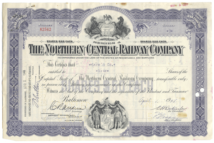 Northern Central Railway Company (LOT OF 9 PIECES)
