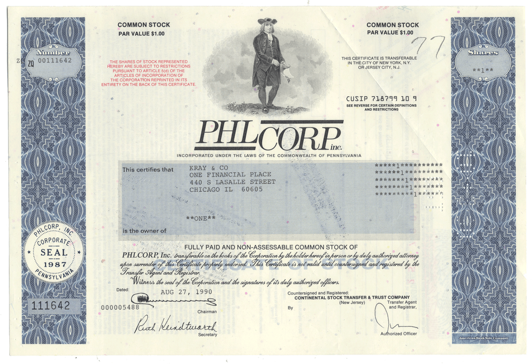 PHL Corp., Inc. (LOT OF 16 PIECES)
