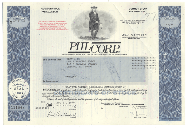 PHL Corp., Inc. (LOT OF 16 PIECES)