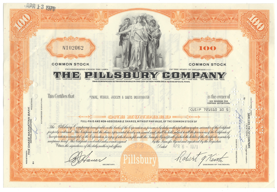 Pillsbury Company Stock Certificate