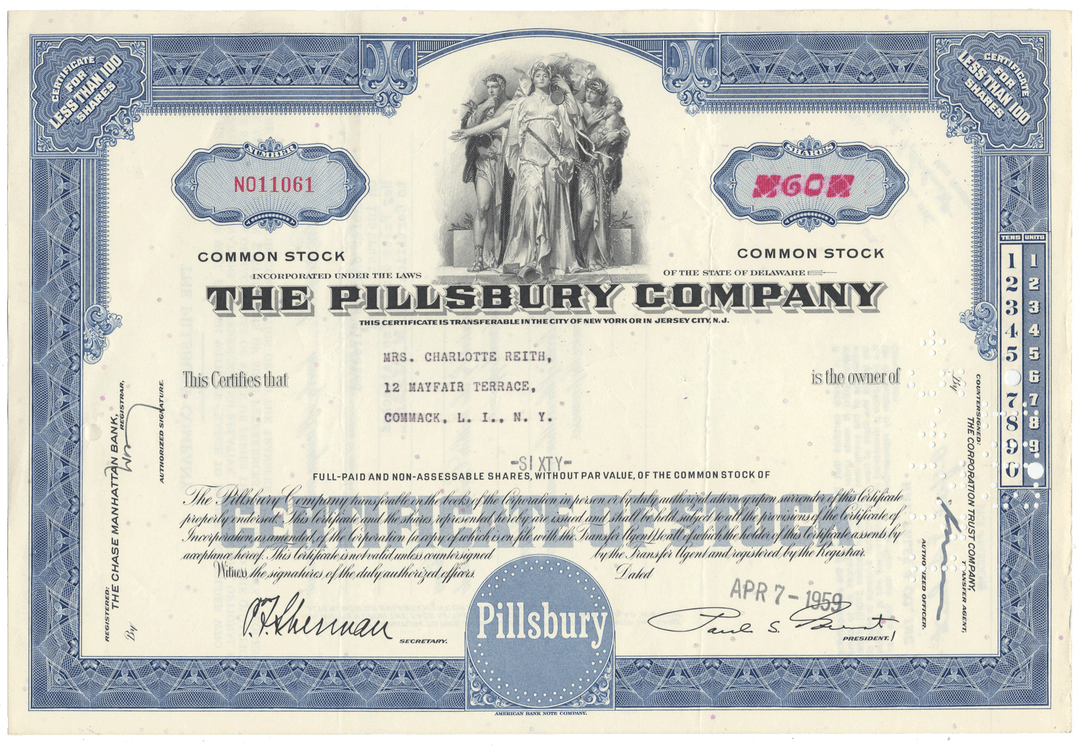 Pillsbury Company Stock Certificate