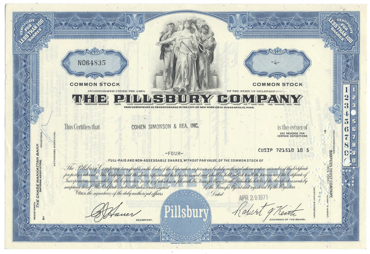 Pillsbury Company Stock Certificate