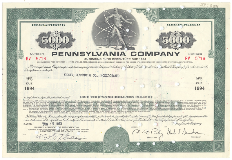Pennsylvania Company Bond Certificate