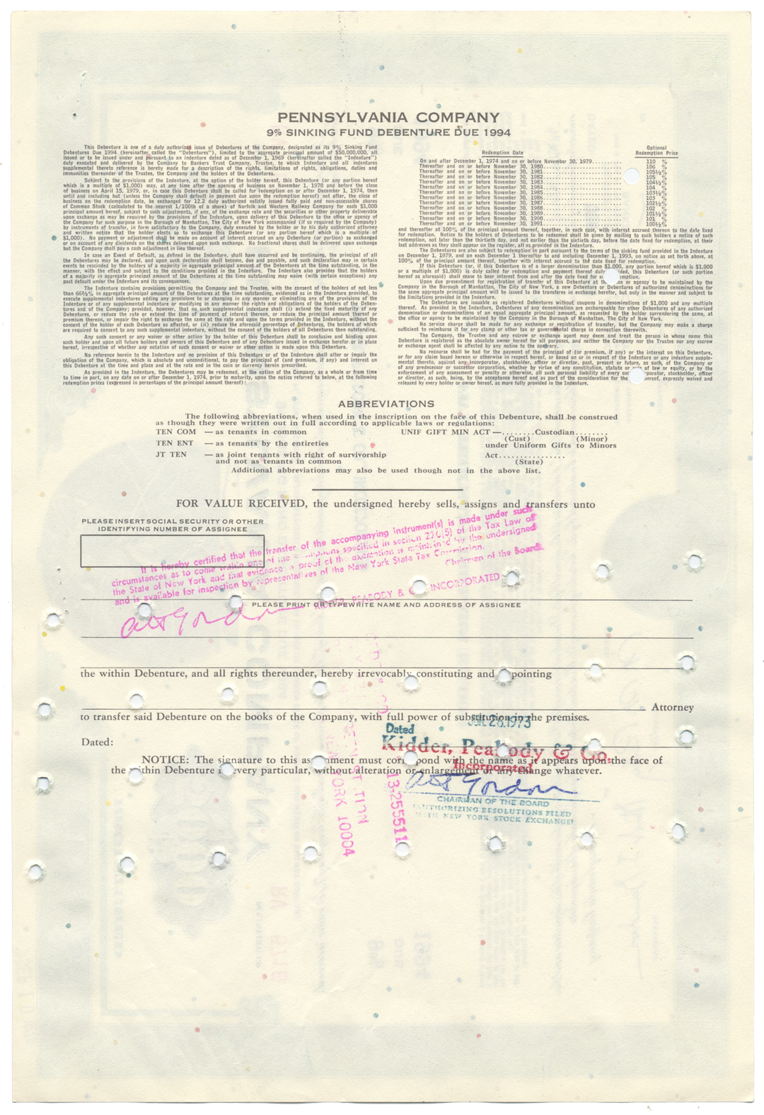 Pennsylvania Company Bond Certificate