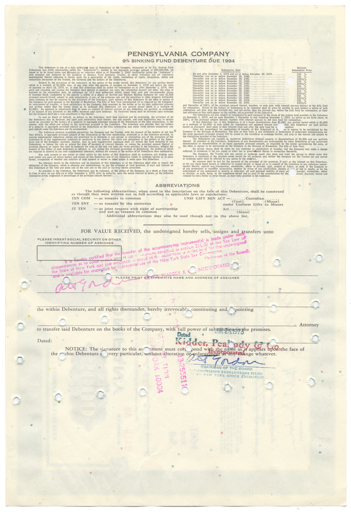 Pennsylvania Company Bond Certificate