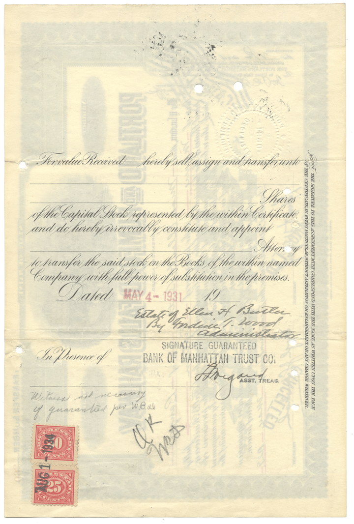 Portland and Rumford Falls Railway Stock Certificate