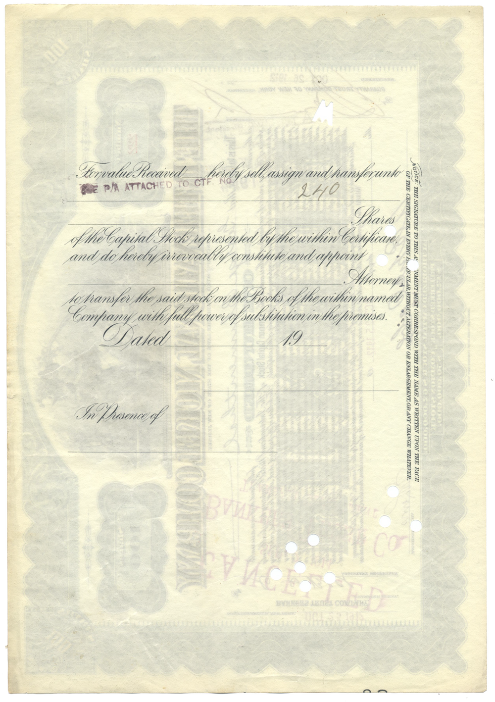 International Nickel Company Stock Certificate