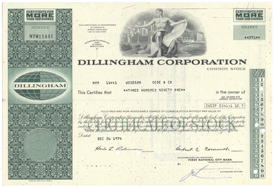 Dillingham Corporation Stock Certificate
