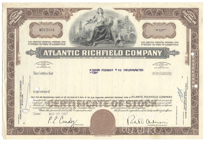 Atlantic Richfield Company Stock Certificate