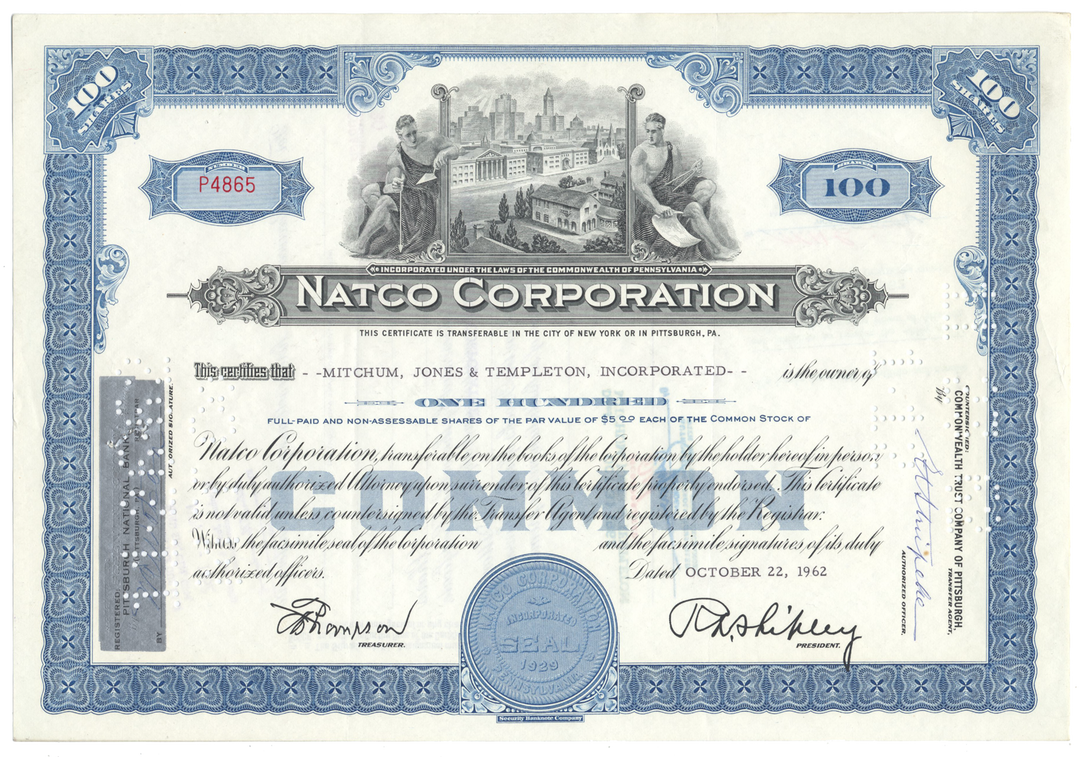 Natco Corporation Stock Certificate