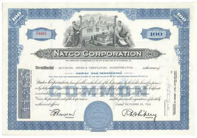 Natco Corporation Stock Certificate