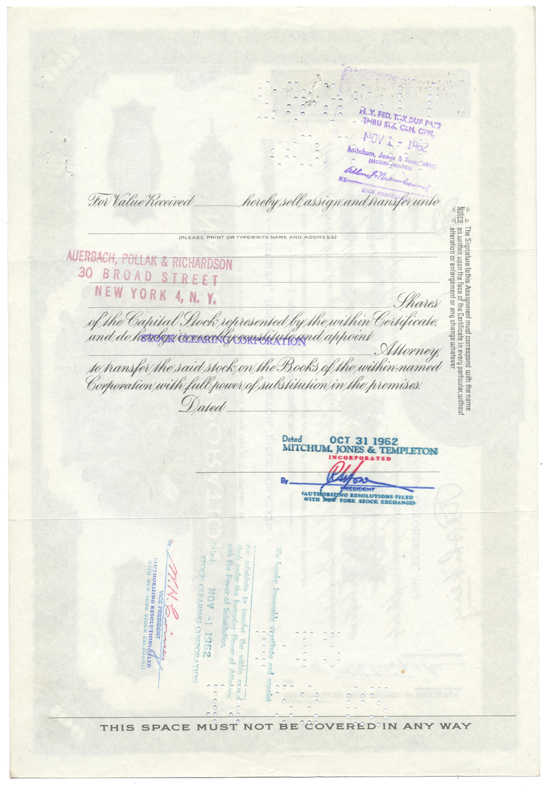 Natco Corporation Stock Certificate