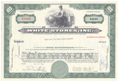 White Stores, Inc. Stock Certificate