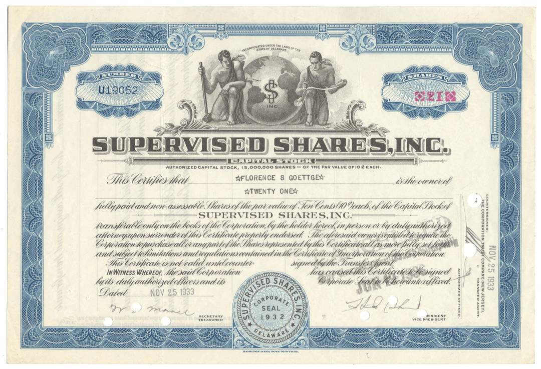 Supervised Shares, Inc. Stock Certificate