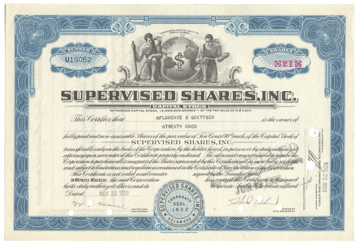 Supervised Shares, Inc. Stock Certificate