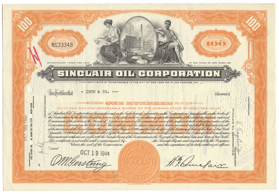 Sinclair Oil Corporation Stock Certificate