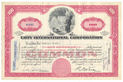 Coty International Corporation Stock Certificate