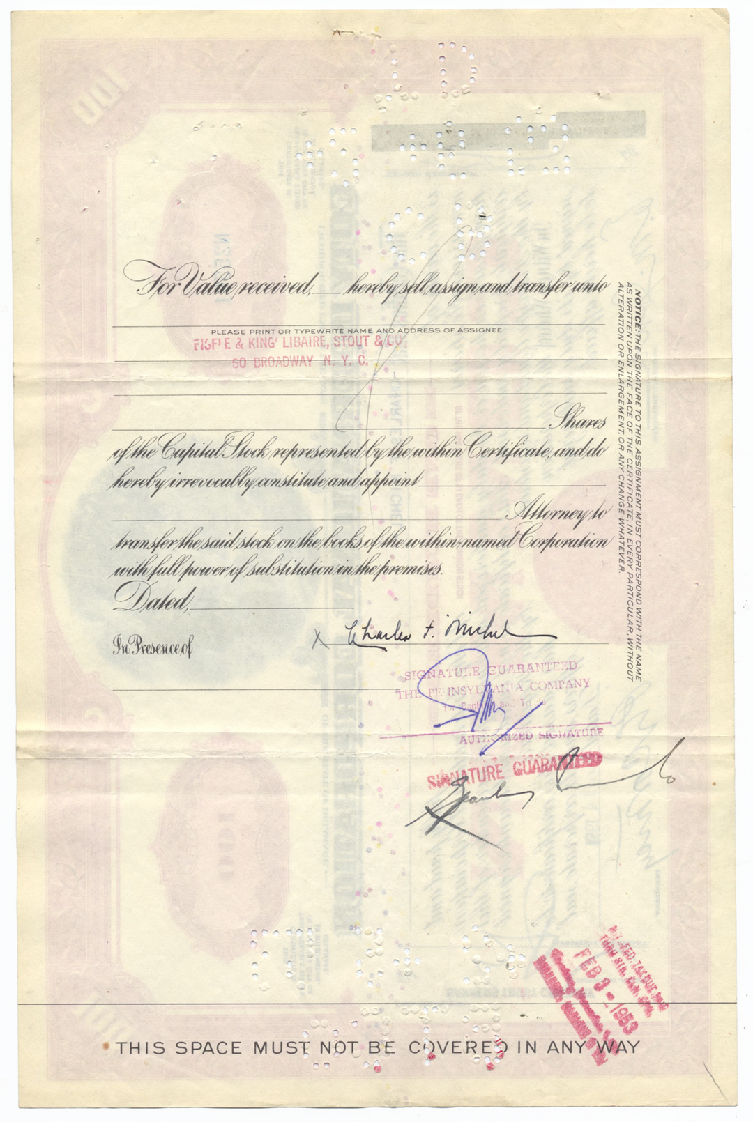 Coty International Corporation Stock Certificate