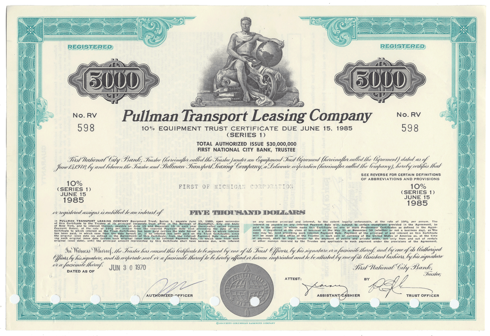 Pullman Transport Leasing Company equipment trust certificate