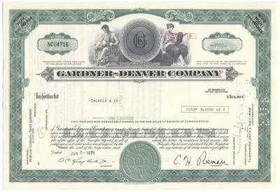 Gardner-Denver Company Stock Certificate