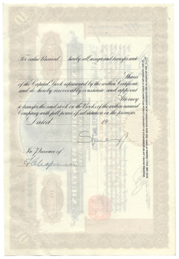 Mexico North Western Railway Company Stock Certificate