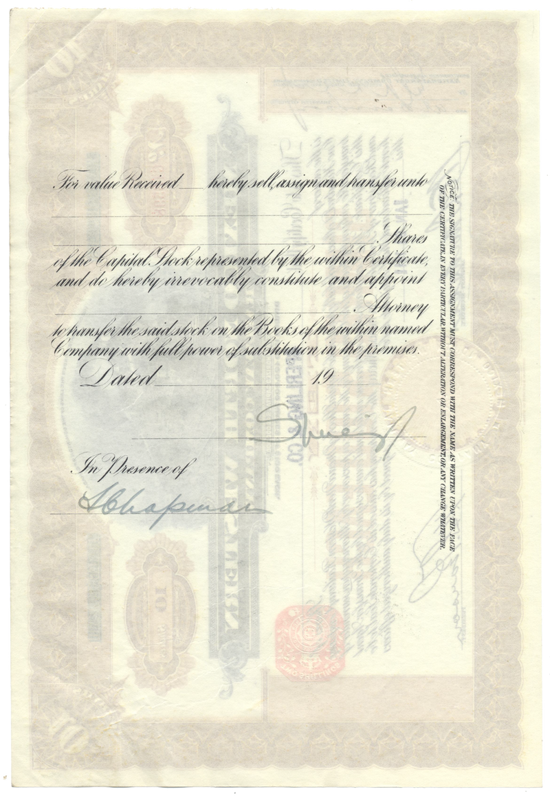 Mexico North Western Railway Company Stock Certificate