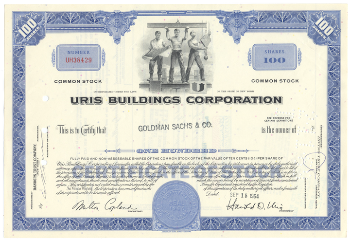 Uris Buildings Corporation Stock Certificate