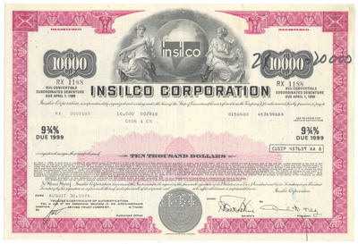 Insilco Corporation Bond Certificate