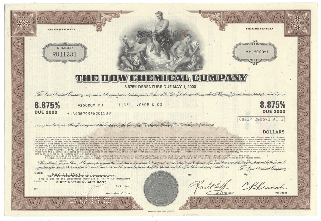 Dow Chemical Company Bond Certificate