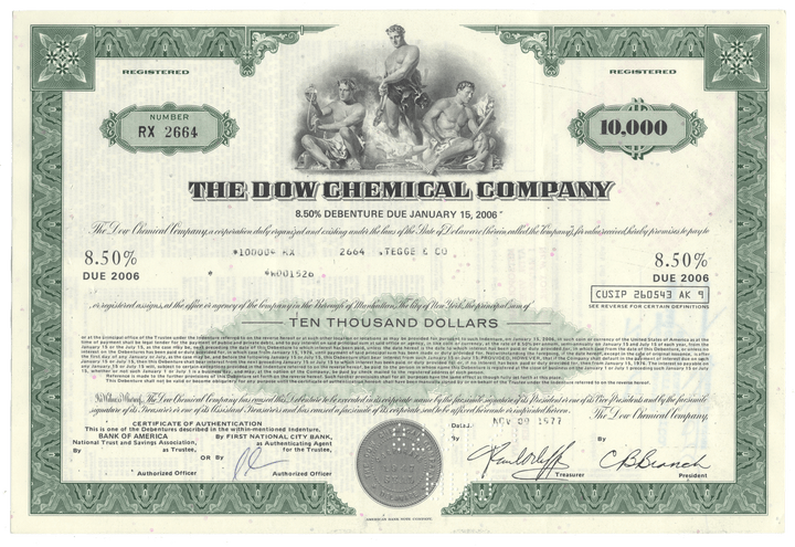 Dow Chemical Company Bond Certificate
