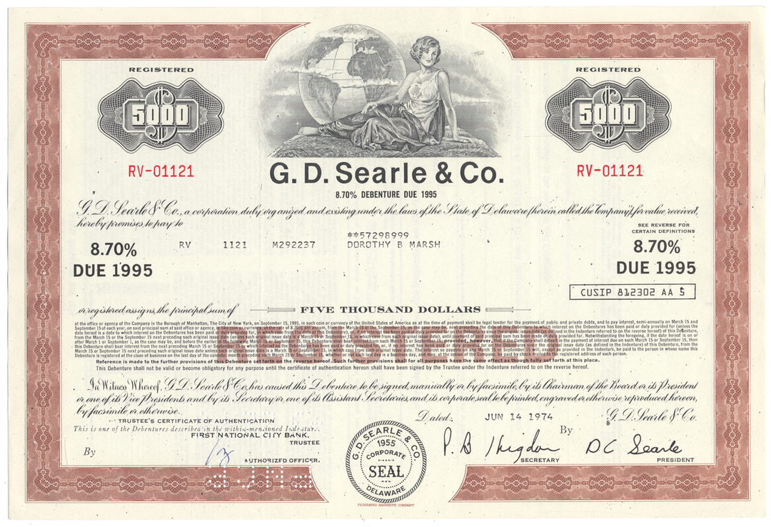 G. D. Searle & Co. Bond Certificate