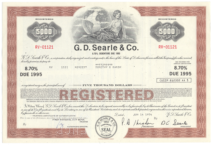 G. D. Searle & Co. Bond Certificate