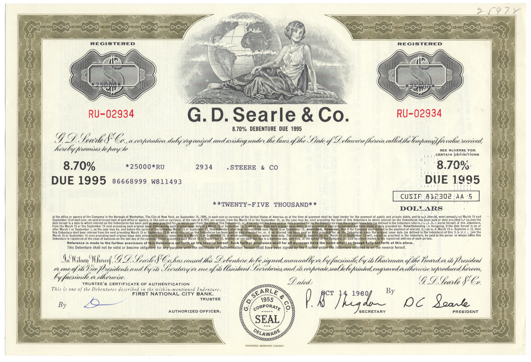 G. D. Searle & Co. Bond Certificate