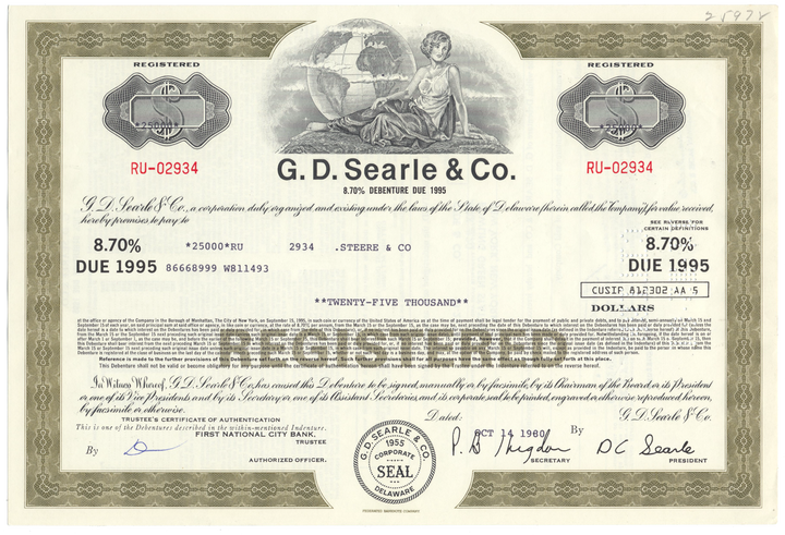 G. D. Searle & Co. Bond Certificate