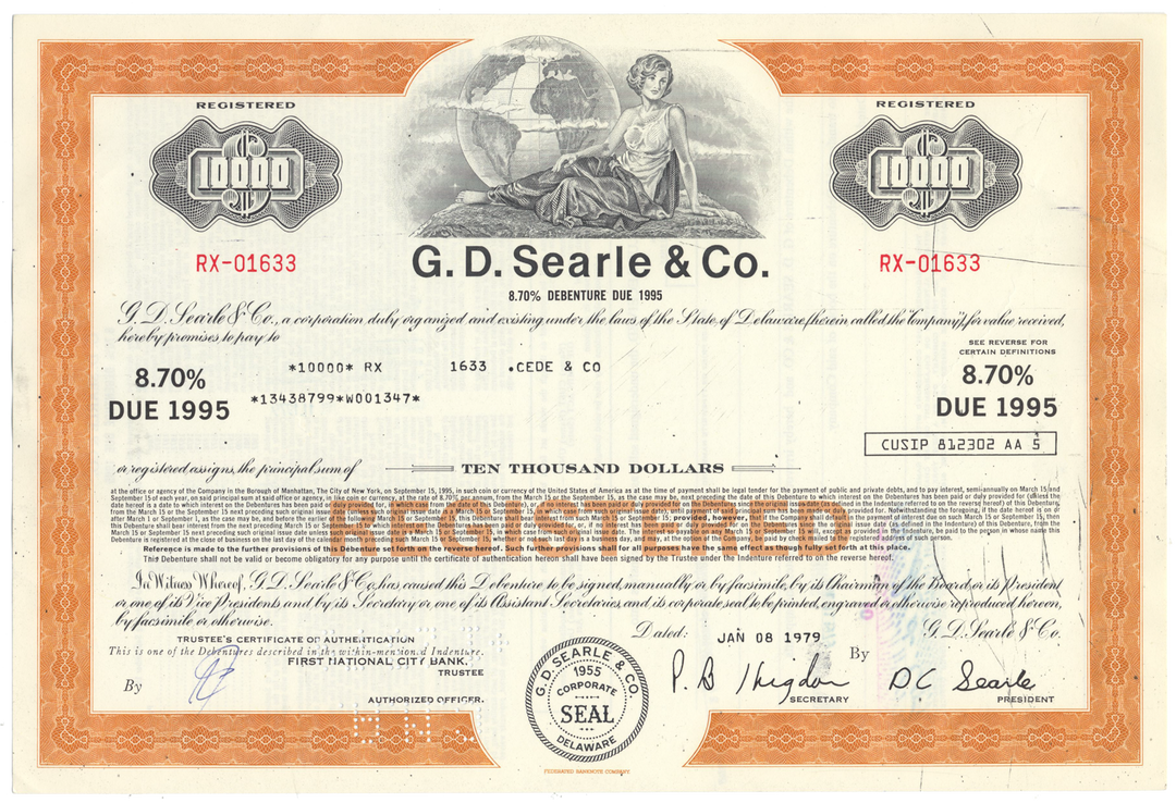 G. D. Searle & Co. Bond Certificate