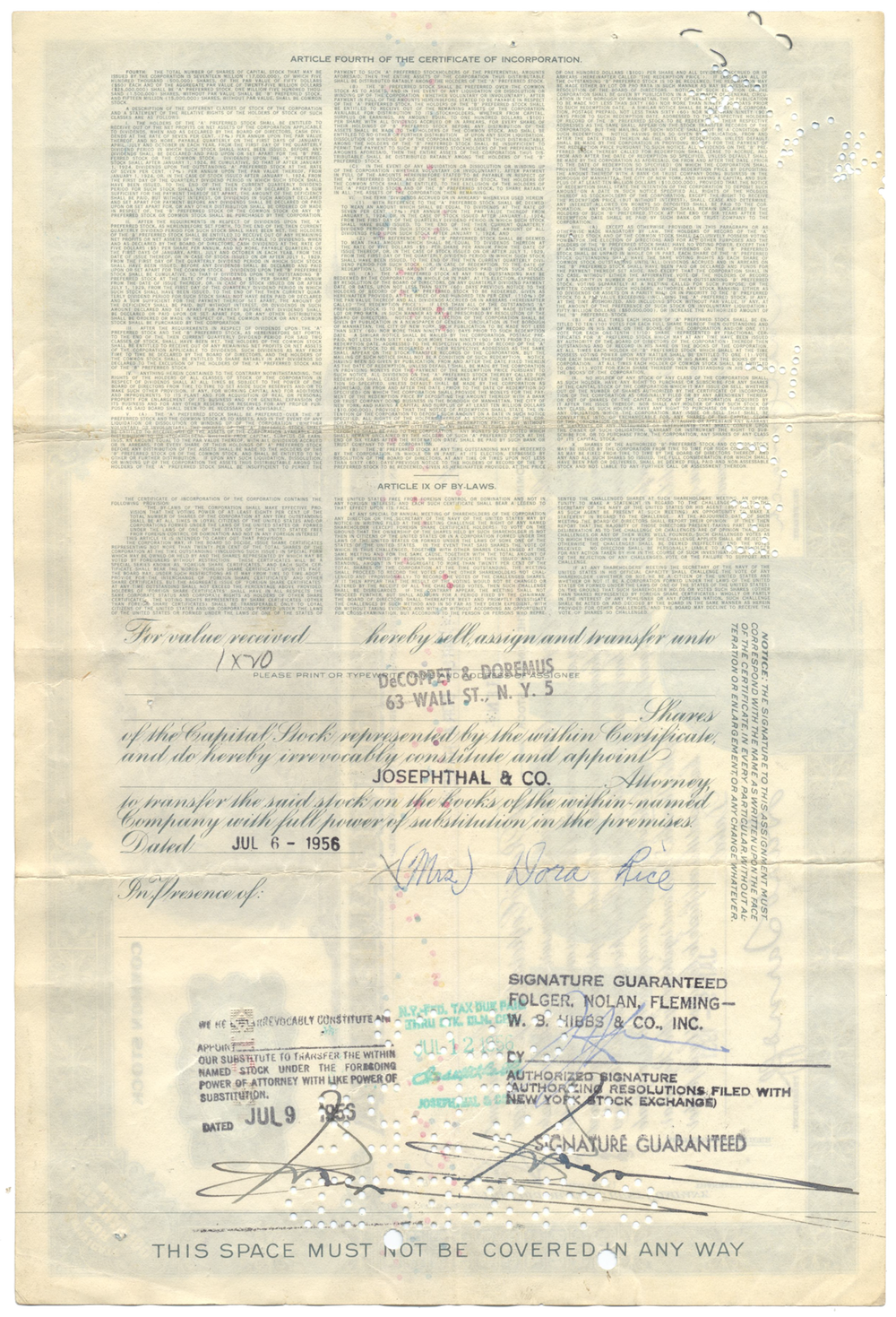 Radio Corporation of America Stock Certificate