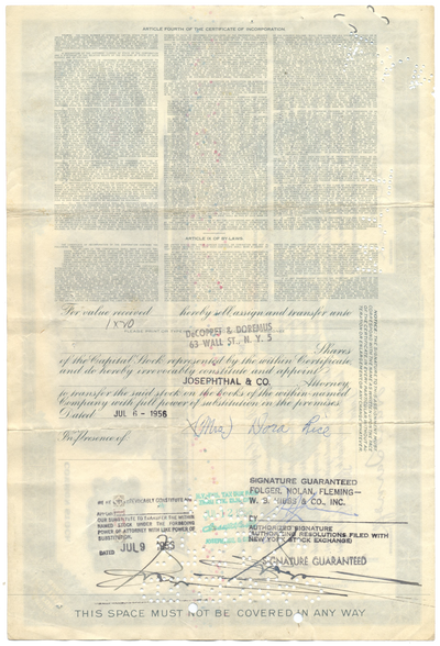 Radio Corporation of America Stock Certificate